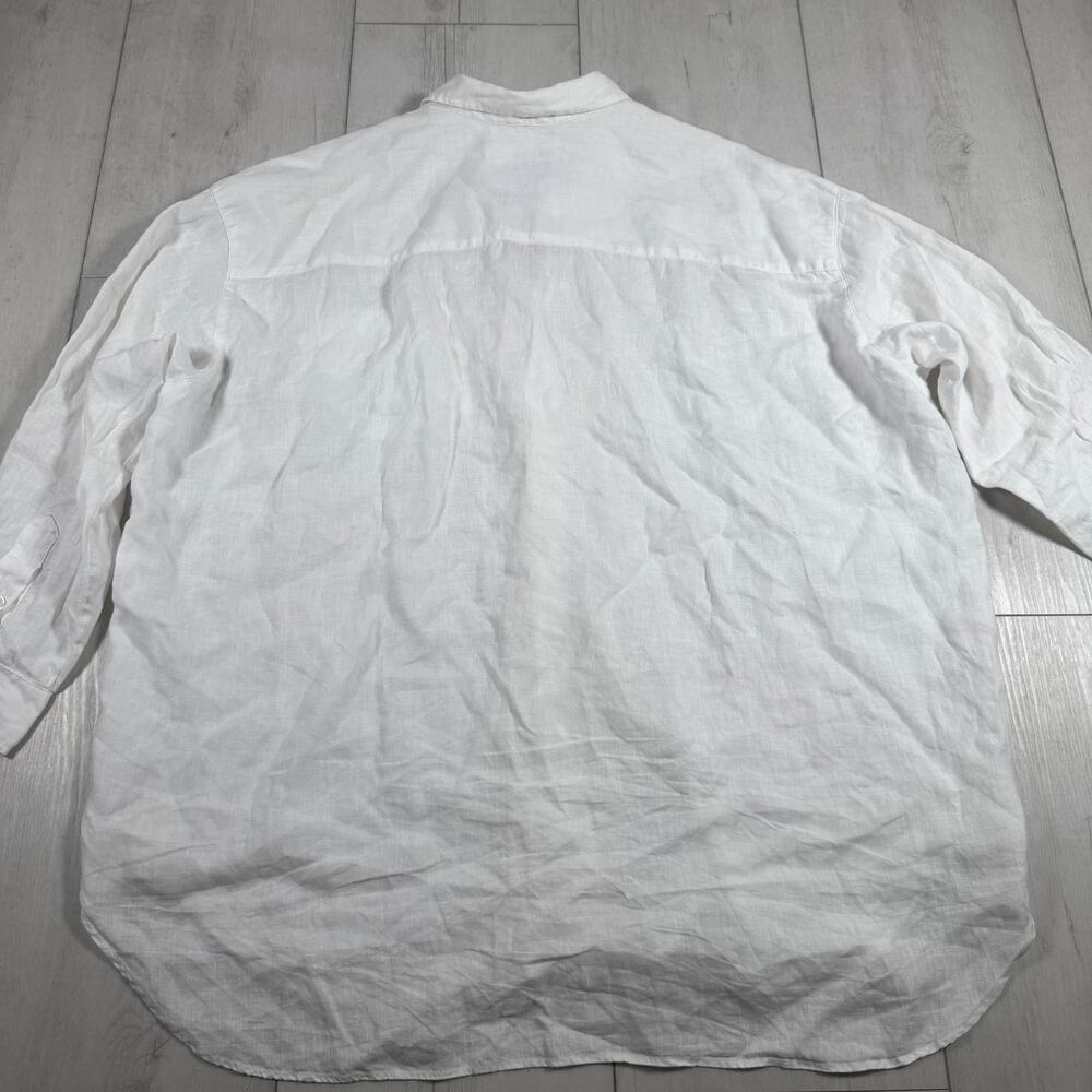 Frank & Eileen White 100% Linen Oversized Long Sleeve Shirt OS Mackenzie - Picture 4 of 10